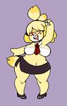  animal_crossing blush bra canine clothing dog eyewear female glasses isabelle_(animal_crossing) looking_at_viewer mammal nintendo one_eye_closed solo thick_thighs underwear unknown_artist video_games wide_hips wink 