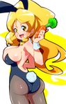  animal_ears ass black_legwear blonde_hair bow bowtie breasts brown_legwear bunny_ears bunny_tail bunnysuit carrot cleavage cure_honey detached_collar fake_animal_ears hair_ornament happinesscharge_precure! large_breasts long_hair magical_girl oomori_yuuko open_mouth pantyhose ponytail precure ryuuta_(cure_ryuuta) smile solo tail wrist_cuffs yellow_eyes 