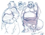  2019 anthro belly canid canine clothing fundoshi gyobu humanoid_hands japanese_clothing koideandichi male mammal moobs nipples overweight overweight_male raccoon_dog robe scar simple_background solo tanuki tattoo tokyo_afterschool_summoners underwear video_games 