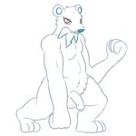  anthro balls bear beartic claws fur looking_at_viewer male mammal nintendo nude penis pok&eacute;mon polar_bear posexe simple_background smile solo video_games white_background 