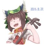  chen dated instrument kabu_(yuyuibob) shamisen sketch smile solo touhou 