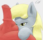  absurd_res animal_genitalia ball_nuzzling balls big_macintosh_(mlp) blonde_hair derpy_hooves_(mlp) duo equine erection faceless_male female feral friendship_is_magic gefauz grey_background grey_skin hair half-closed_eyes hi_res horse horsecock male male/female mammal my_little_pony penis pony red_penis red_skin simple_background 