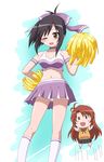  :d alternate_hairstyle antenna_hair bare_shoulders black_hair blush blush_stickers brown_eyes brown_hair character_doll cheerleader choker hair_ribbon hayashiya_zankurou highres ichijou_hotaru koshigaya_komari long_hair midriff multiple_girls navel non_non_biyori one_eye_closed open_mouth panties pantyshot pantyshot_(standing) pleated_skirt pom_poms ribbon skirt smile socks standing underwear white_legwear 