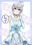  anastasia_(idolmaster) bare_shoulders blue_eyes breasts elbow_gloves gloves hat idolmaster idolmaster_cinderella_girls mabo-udon medium_breasts open_mouth pure_white_memories short_hair silver_hair solo staff_(music) 