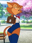  blush butt cat clothing feline female mammal metalslayer pamela_bondani patrol_03 sakura_tree school school_uniform solo tree vano 