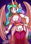  2015 anthro anthrofied cleavage clitoris clothed clothing equine female friendship_is_magic hair horn legwear long_hair mammal multicolored_hair my_little_pony navel princess_celestia_(mlp) pubes pussy solo sorcerushorserus stockings winged_unicorn wings 