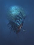  bubble eldritch_abomination eyes flashlight highres monster original teeth tentacles underwater 