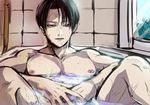  1boy bath bathroom levi_(shingeki_no_kyojin) looking_at_viewer male_focus muscle pecs pov shingeki_no_kyojin 