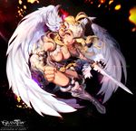  armor blonde_hair caesty clenched_hands granatha_eternal head_wings solo sword weapon wings 