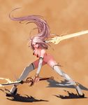  bad_id bad_pixiv_id bikini breasts derivative_work dual_wielding dungeon_and_fighter female_slayer_(dungeon_and_fighter) happening18 holding large_breasts long_hair looking_at_viewer red_eyes silver_hair solo swimsuit sword thighhighs vagabond_(dungeon_and_fighter) very_long_hair weapon 