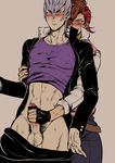  2boys bar_censor censored fingerless_gloves gloves grope groping handjob ishida_mitsunari_(sengoku_basara) male_focus medo_kyun multiple_boys penis reach-around sengoku_basara shima_sakon_(sengoku_basara) undressing yaoi 