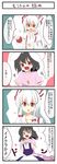  &gt;_&lt; 4koma animal_ears black_hair bunny_ears carrot_necklace closed_eyes comic fujiwara_no_mokou heart highres inaba_tewi maid multiple_girls open_mouth te_toga touhou translation_request wallet white_hair 