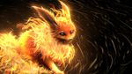  blue_eyes ears embers fire flareon gen_1_pokemon highres no_humans pokemon pokemon_(creature) realistic smile_(qd4nsvik) snout solo 