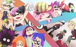  aori_(splatoon) boots domino_mask earrings hat highres hotaru_(splatoon) houten_(dre_a_mer) ichiya_(splatoon) ikkan_(splatoon) inkling jacket jewelry kirimi_(splatoon) leader_(splatoon) long_hair mask multiple_boys multiple_girls murasaki_(splatoon) namida_(splatoon) necktie noisy_(splatoon) open_mouth paruko_(splatoon) phone pointy_ears raian_(splatoon) shikaku_(splatoon) smile splatoon_(series) splatoon_1 tentacle_hair 