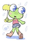  artist_request blue_eyes boots frog furry open_mouth panties pantyshot rain raining umbrella underwear 