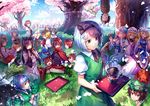  &gt;_&lt; :3 alice_margatroid all_fours angel_wings animal_ears beer_mug black_hair blonde_hair blue_dress blue_eyes blue_hair blue_sky bound bow bowl brown_eyes brown_hair cape capelet cat_ears cat_tail chen cherry_blossoms chopsticks closed_eyes collared_shirt covering_mouth cup dango day disembodied_head double_dealing_character dress drunk eating flying food grass green_dress hair_bow hair_ribbon hanami hanging_from_tree hat head_fins hiding holding holding_cup horikawa_raiko horns imaizumi_kagerou in_bowl in_container japanese_clothes juliet_sleeves kijin_seija kimono konpaku_youmu lily_white long_hair long_sleeves lunasa_prismriver lyrica_prismriver merlin_prismriver mermaid minigirl mob_cap monster_girl multicolored_hair multiple_girls multiple_tails needle nekomata open_mouth outdoors perfect_cherry_blossom petals pillow_hat pink_hair pond puffy_short_sleeves puffy_sleeves purple_eyes purple_hair red_eyes red_hair ribbon sakazuki sash sekibanki shirt short_hair short_sleeves siblings silver_hair sisters sitting skewer skirt skirt_set sky smile socks soup streaked_hair sukuna_shinmyoumaru tail tied_up touhou tray tree triangular_headpiece tsukumo_benben tsukumo_yatsuhashi upside-down uu_uu_zan very_long_hair wagashi wakasagihime wariza white_dress wide_sleeves wings wolf_ears yakumo_ran yakumo_yukari 