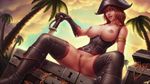  blue_eyes breasts brown_hair clitoris clitoris_piercing gloves hat large_breasts long_hair nipple_piercing nipple_rings nipple_tweak nipples personal_ami piercing pirate pirate_hat pubic_hair pussy sitting solo spread_legs sword thighhighs treasure_chest uncensored warcraft weapon world_of_warcraft 