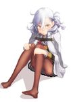  bad_id bad_pixiv_id braid fate/grand_order fate_(series) garutaisa highres jacket_on_shoulders long_hair olga_marie_animusphere pantyhose silver_hair single_braid sitting solo yellow_eyes 