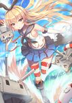  blonde_hair brown_eyes elbow_gloves gloves hairband innertube kantai_collection long_hair miya_(tokumei) rensouhou-chan shimakaze_(kantai_collection) water 