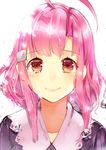  absurdres ahoge gakkou_gurashi! hair_ornament hairclip highres kirushi_(killcy) looking_at_viewer pink_hair sakura_megumi smile solo tears 