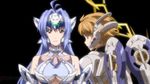  2girls android armor blonde_hair blue_hair breasts creator_connection crossover cyborg fiorun kos-mos long_hair multiple_girls namco nintendo official_art project_x_zone project_x_zone_2 short_hair xeno_series xenoblade xenoblade_chronicles xenosaga 