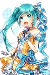  alternate_hairstyle bad_id bad_pixiv_id esdy gloves hatsune_miku headphones highres long_hair open_mouth project_diva_(series) project_diva_f_2nd side_ponytail solo vocaloid white_background 