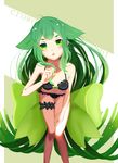  1girl bikini gatchaman_crowds green_eyes green_hair leg_garter long_hair peilulu solo swimsuit utsutsu very_long_hair 