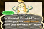  animal_crossing blush boywiththebrokenhalo breasts canine exposed female fur humanoid isabelle_(animal_crossing) mammal nintendo text text_bubble through_wall video_games 