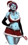  alien blue_skin breasts christmas cleavage clothed clothing ear_piercing eyewear female glasses hair holidays lips looking_at_viewer not_furry piercing purple_hair redfred rick_and_morty solo thick_thighs unity wide_hips 
