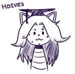  ambiguous_gender english_text hat looking_at_viewer monochrome solo temmie_(undertale) text undertale 