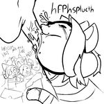  cum cum_in_mouth cum_inside fellatio female human interspecies male mammal monochrome oral penis sex temmie_(undertale) undertale unknown_artist 