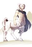  abs biceps centaur cloak clothing equine fully_sheathed hair hooves human looking_at_viewer male mammal muscular nerior nipples nude pecs scowl sheath solo taur toned 