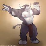  abs bovine bulge clothing k0suna loincloth male mammal muscular pecs pose simple_background solo tauren teasing video_games warcraft world_of_warcraft 