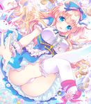  :&lt; :d blonde_hair blue_eyes breasts bunny cookie cup dress flower food hinata_momo large_breasts long_hair md5_mismatch nail_polish open_mouth original panties pantyshot smile solo sweets tea thighhighs underwear white_legwear white_panties wrist_cuffs 