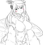  1girl arthropod blush breasts female insect insect_girl inverted_nipples monochrome monster monster_girl monster_girl_encyclopedia moth mothman_(monster_girl_encyclopedia) nipples solo unknown_artist 