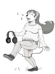  bear capthairball female headphones mammal rachel_meeks simple_background singing solo white_background 