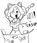  english_text female looking_at_viewer monochrome solo temmie_(undertale) text undertale unknown_artist 