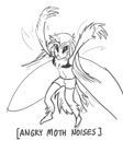  arthropod english_text female insect monochrome moth solo text unknown_artist 