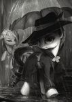  2015 assasinmonkey clothing duo equine female friendship_is_magic hat mammal monochrome my_little_pony noire pegasus rainbow_dash_(mlp) raining rarity_(mlp) trenchcoat wings 