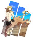  action_pose feline fully_sheathed fur hair human leaping lion male mammal necklace nerior nipples nude paws sash sheath solo taur 