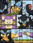  ambiguous_gender cage comic dedenne fear feral kuroodod luxray nintendo panic pok&eacute;mon rattata size_difference trapped video_games 