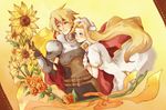  1girl armor blonde_hair blue_eyes cape cless_alvein flower gloves hat headband long_hair mint_adenade orange_flower orange_rose red_cape rose smile tales_of_(series) tales_of_phantasia yellow_eyes yuuka_seisen 