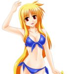  bikini blonde_hair engo_(aquawatery) fate_testarossa long_hair lyrical_nanoha mahou_shoujo_lyrical_nanoha_strikers red_eyes solo swimsuit 