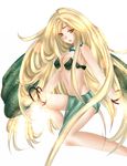  1girl barbariccia bare_shoulders blonde_hair bracelet breasts cleavage cute female final_fantasy final_fantasy_iv jewelry long_hair lots_of_jewelry maho_(pixiv1020785) maho_moco midriff necklace orange_eyes pasties solo tiara very_long_hair white_background 