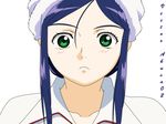  blue_hair blush frown green_eyes highres mai_hime my-hime natsuki_kruger towel vector_trace 