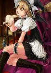  bad_id bad_pixiv_id bat_wings blonde_hair boots braid broom cross-laced_footwear crystal_ball demon_tail hands hat head_tilt inuzuka_bouru kirisame_marisa lace-up_boots leg_garter legs open_mouth pinstripe_pattern short_hair solo striped tail tongue tongue_out touhou wings witch_hat yellow_eyes 