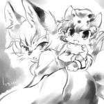  animal_ears cat_ears cat_tail chen chen_(cat) fox_ears fox_tail furry greyscale ikuta_takanon monochrome multiple_girls tail touhou whiskers yakumo_ran yakumo_ran_(fox) 