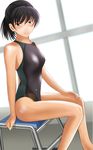  amagami black_eyes black_hair competition_swimsuit face kishida-shiki legs lens_flare one-piece_swimsuit short_hair solo swimsuit thighs tsukahara_hibiki 