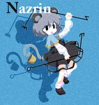  0_0 1girl animal_ears character_name chibi commentary_request grey_hair karaagetarou mouse_ears mouse_tail nazrin photoshop_(medium) solo tail touhou 