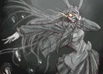  animal_ears blazer bullet bunny_ears covering_face horror_(theme) jacket ledjoker07 long_hair necktie reisen_udongein_inaba solo touhou 